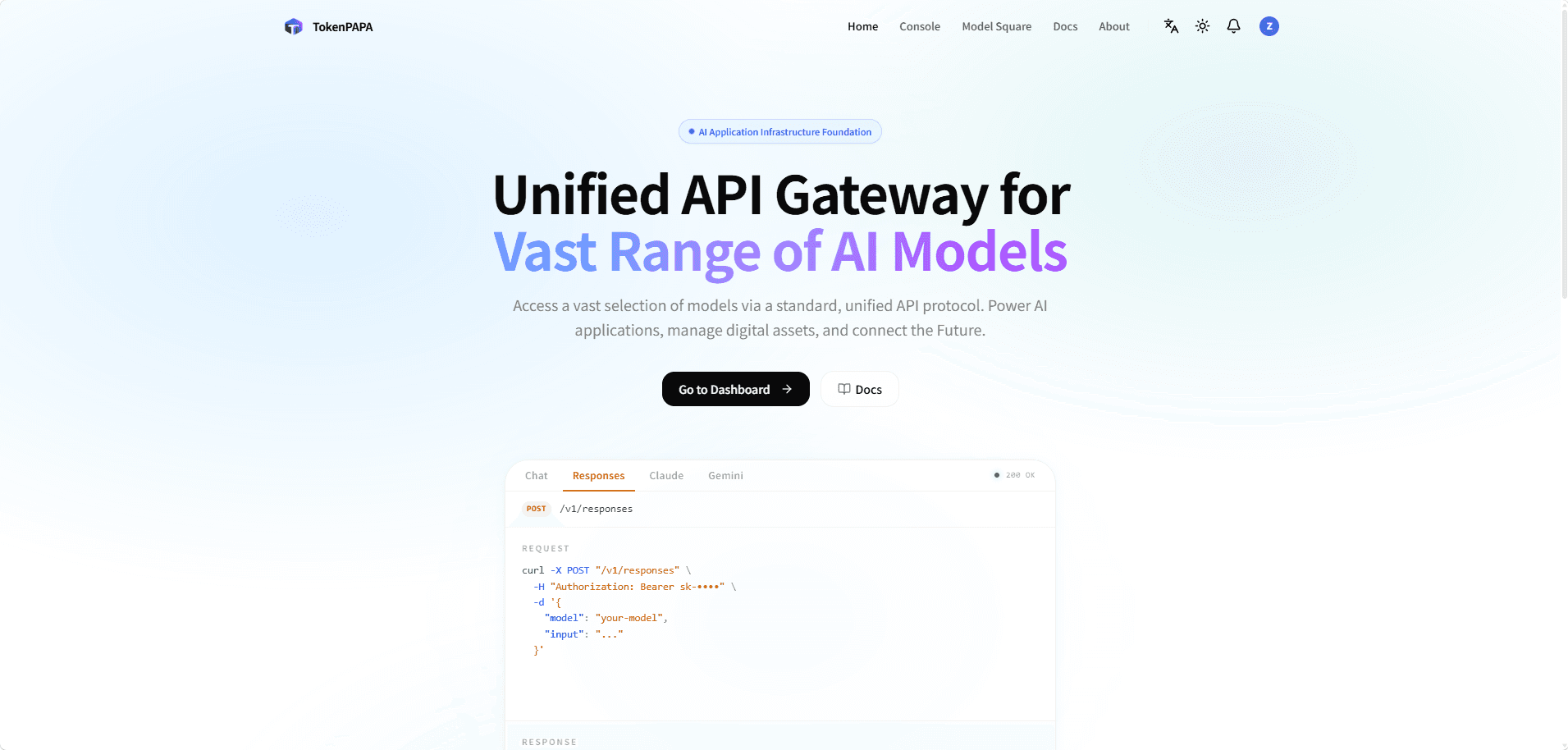 Homepage API address copy area