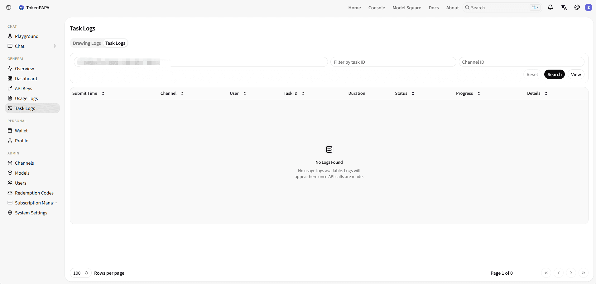 Task list page