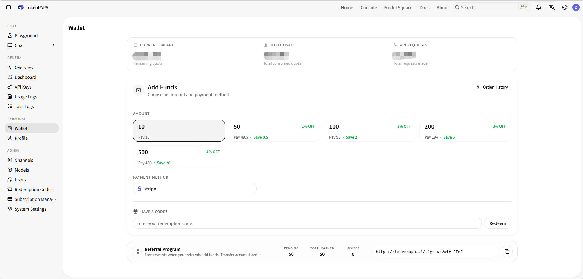 Top-up page